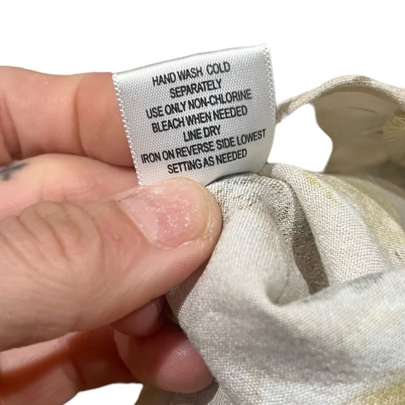 Row.A Long sleeved Ruffle Floral Blouse Top Smocked Off Shoulder Tan & Yellow XL - Picture 6 of 7